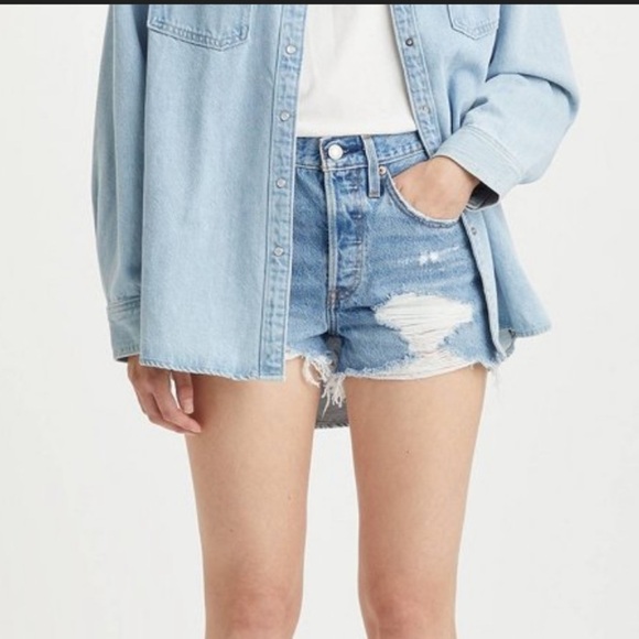 Levi’s 501 Distressed Denim Shorts 31 - Picture 1 of 12